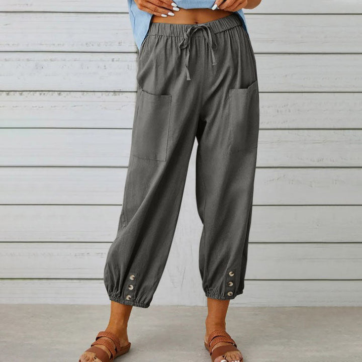 Lidia | Weite Damenhose aus Baumwolle und Leinen