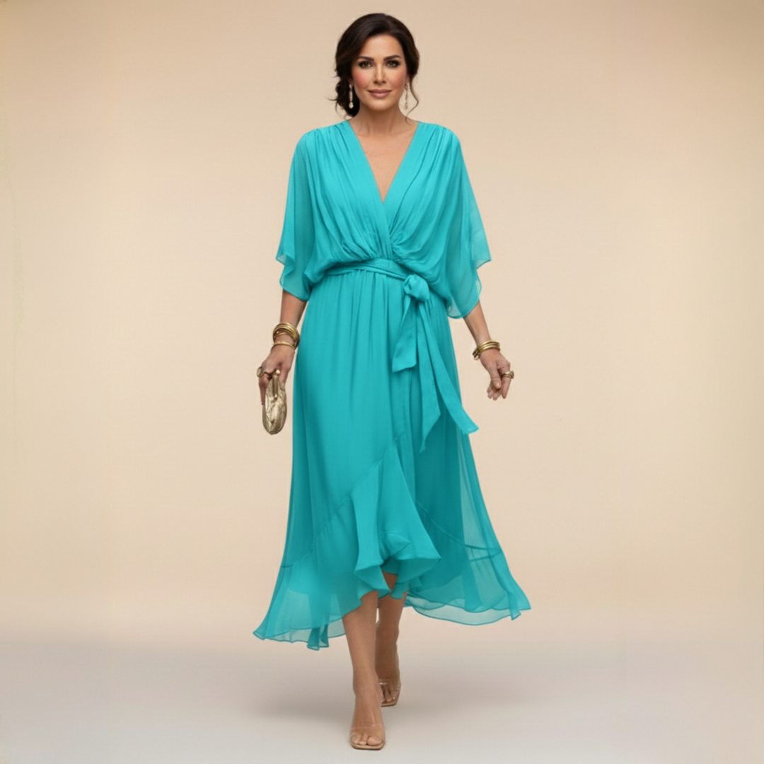 Marta | Chiffonkleid Mit V-Ausschnitt