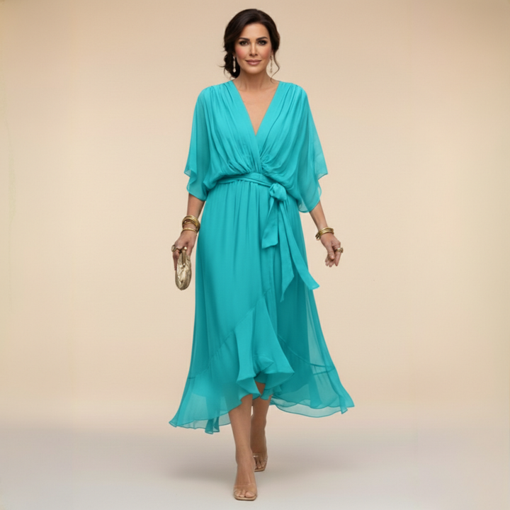 Monica | Chiffon-Kleid mit V-Ausschnitt