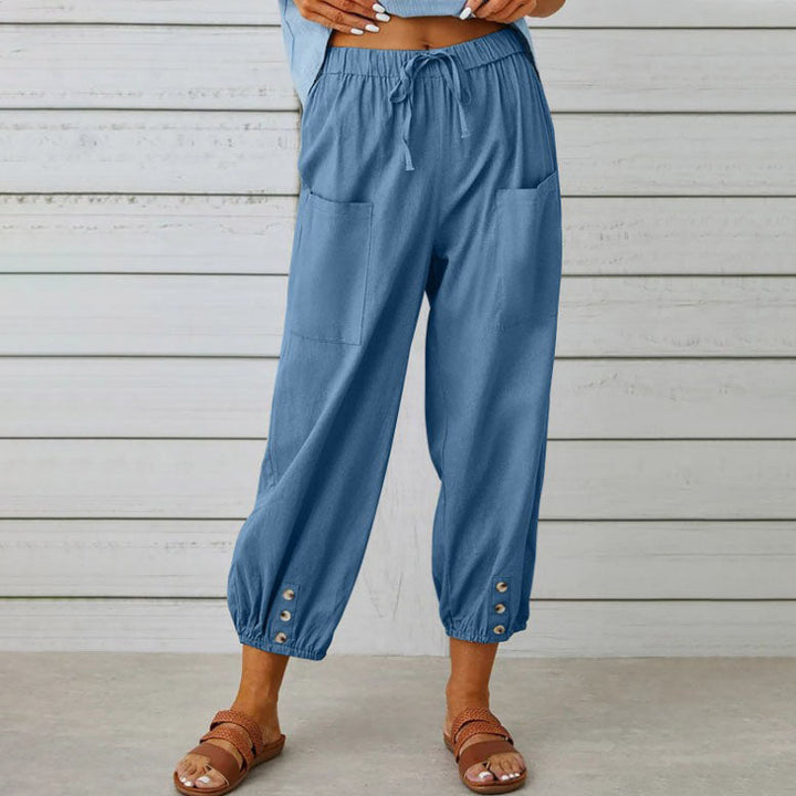 Lidia | Weite Damenhose aus Baumwolle und Leinen
