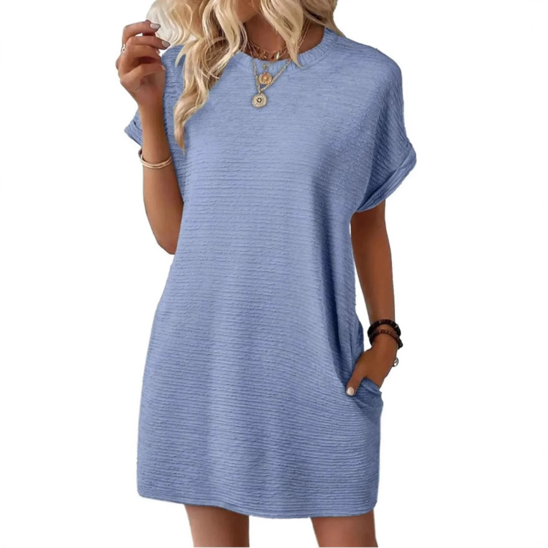 Evasha | Lässig  Minimalistisch Rundhalsausschnitt Sommerkleid