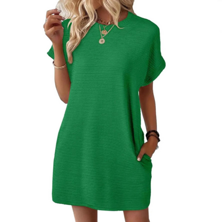 Evasha | Lässig  Minimalistisch Rundhalsausschnitt Sommerkleid