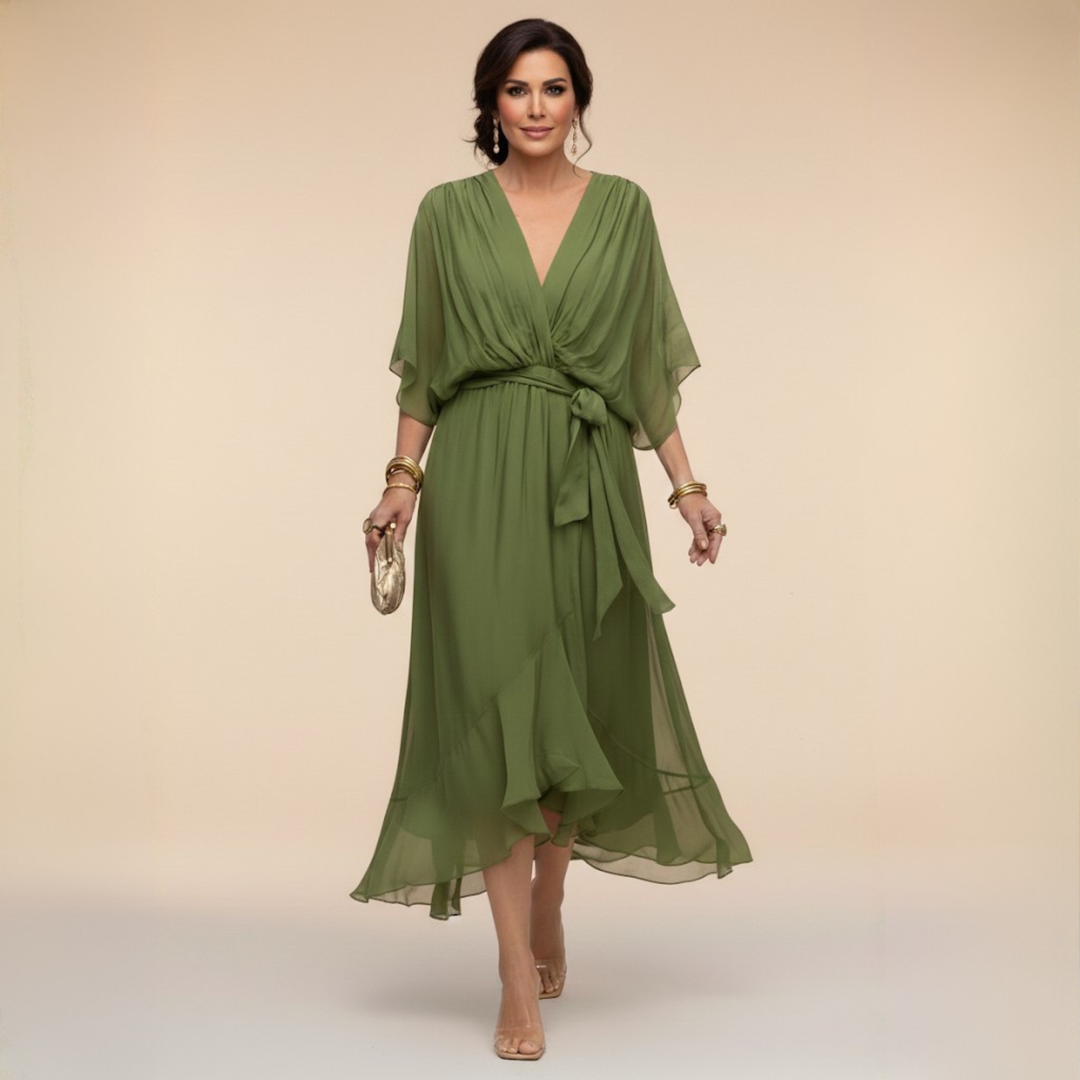 Marta | Chiffonkleid Mit V-Ausschnitt