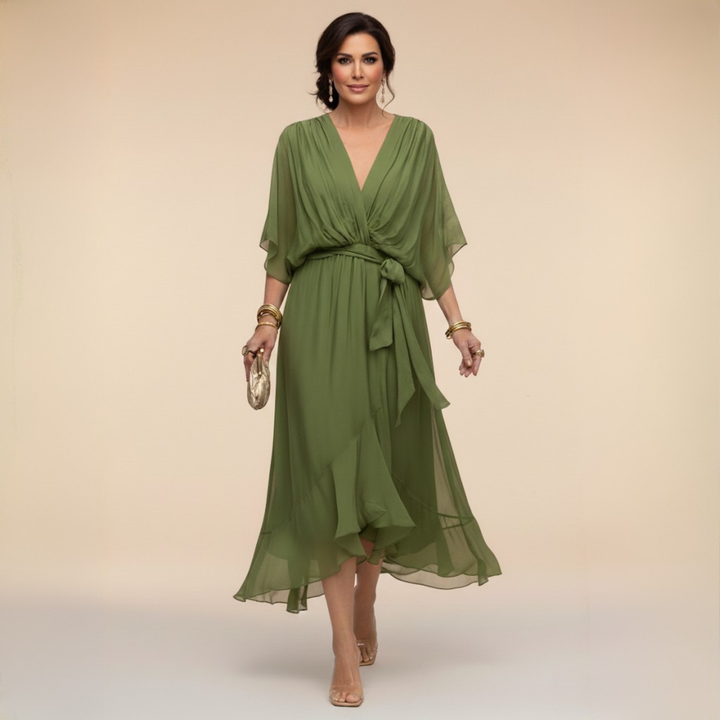 Marta | Chiffonkleid Mit V-Ausschnitt