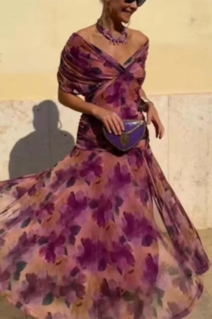 Rosamund | Elegantes Maxikleid für festliche Anlässe mit V-Ausschnitt
