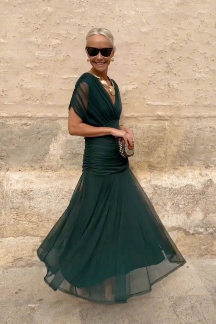 Rosamund | Elegantes Maxikleid für festliche Anlässe mit V-Ausschnitt