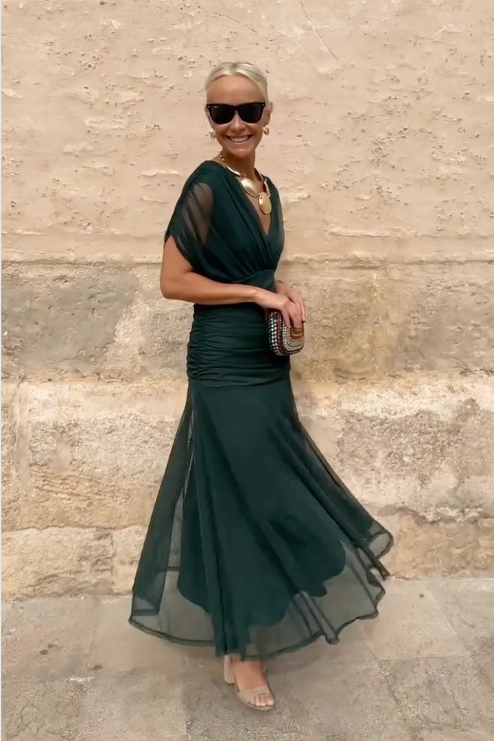 Rosamund | Elegantes Maxikleid für festliche Anlässe mit V-Ausschnitt