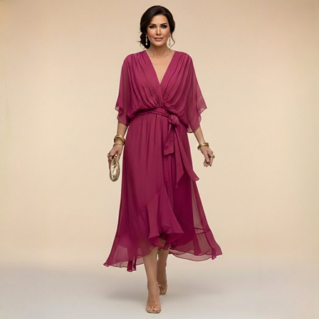Marta | Chiffonkleid Mit V-Ausschnitt