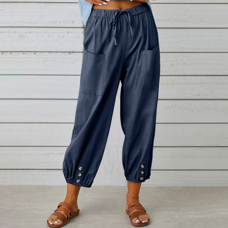 Lidia | Weite Damenhose aus Baumwolle und Leinen