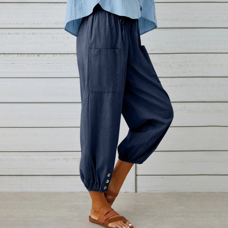 Lidia | Weite Damenhose aus Baumwolle und Leinen