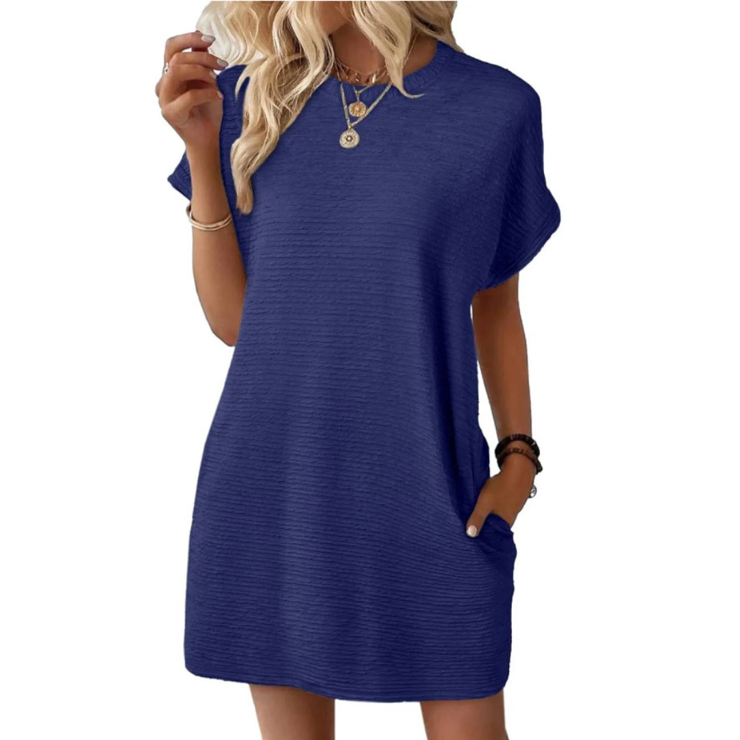 Evasha | Lässig  Minimalistisch Rundhalsausschnitt Sommerkleid