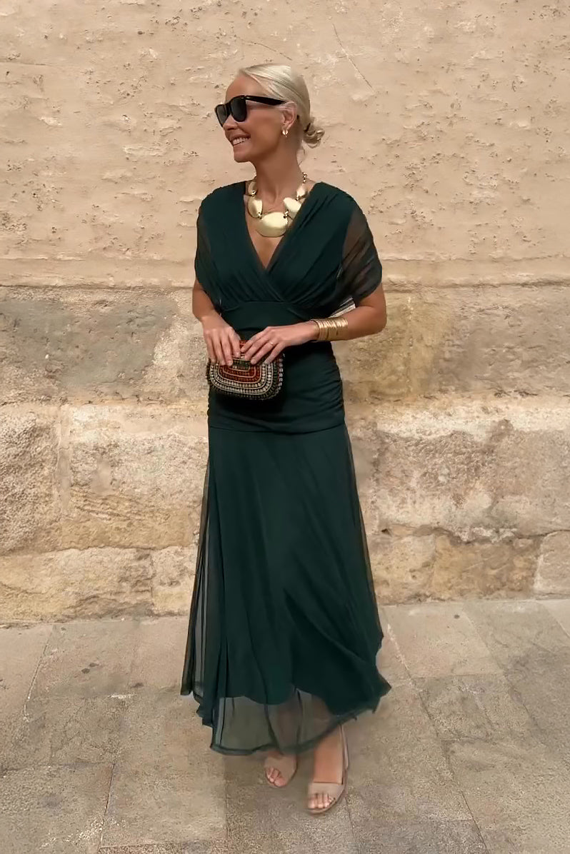 Rosamund | Elegantes Maxikleid für festliche Anlässe mit V-Ausschnitt