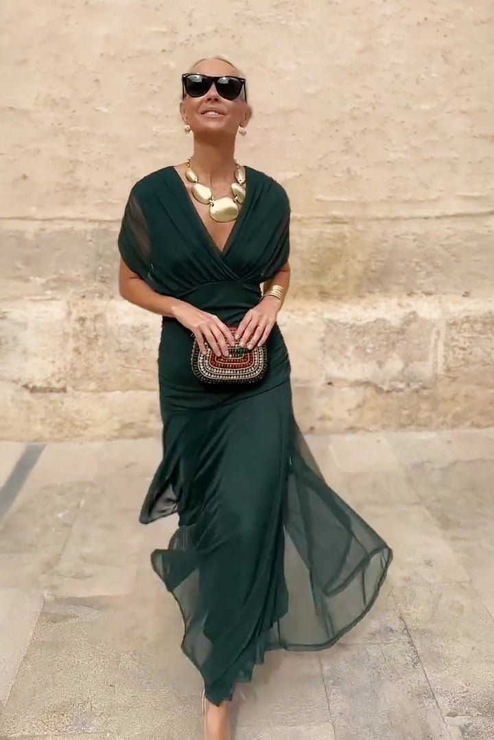 Rosamund | Elegantes Maxikleid für festliche Anlässe mit V-Ausschnitt