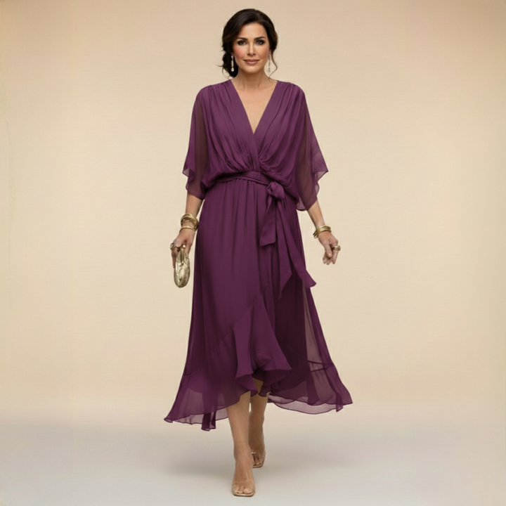 Monica | Chiffon-Kleid mit V-Ausschnitt