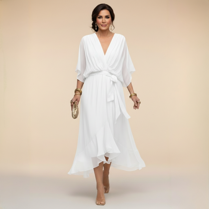 Monica | Chiffon-Kleid mit V-Ausschnitt