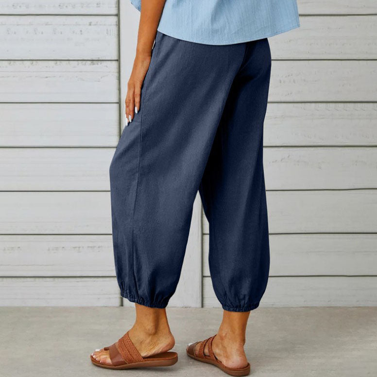 Lidia | Weite Damenhose aus Baumwolle und Leinen