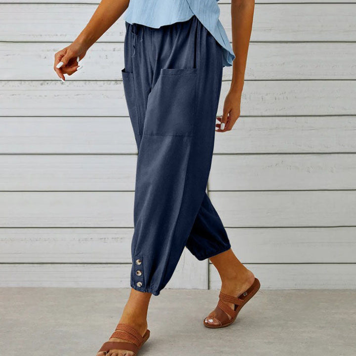 Lidia | Weite Damenhose aus Baumwolle und Leinen