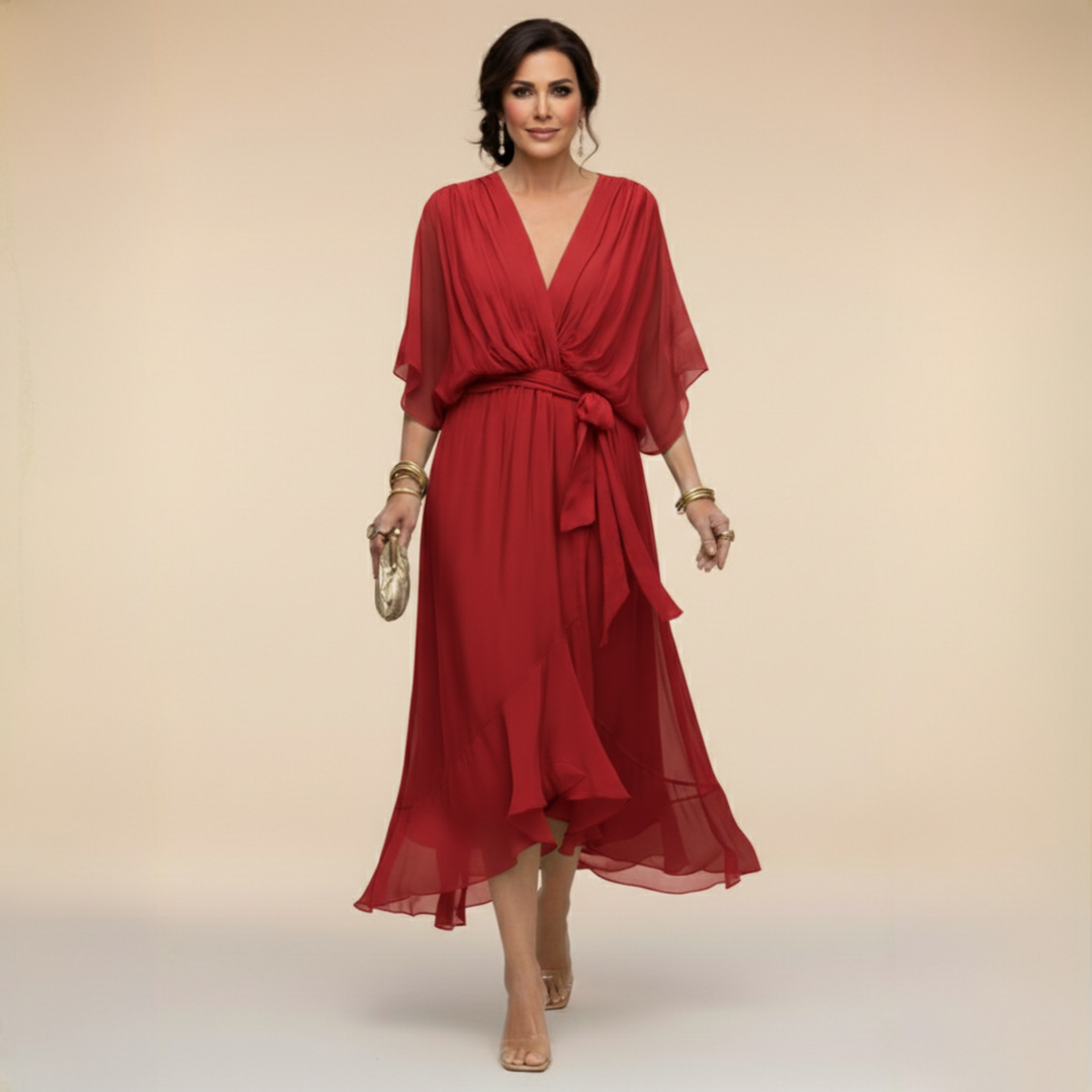 Marta | Chiffonkleid Mit V-Ausschnitt