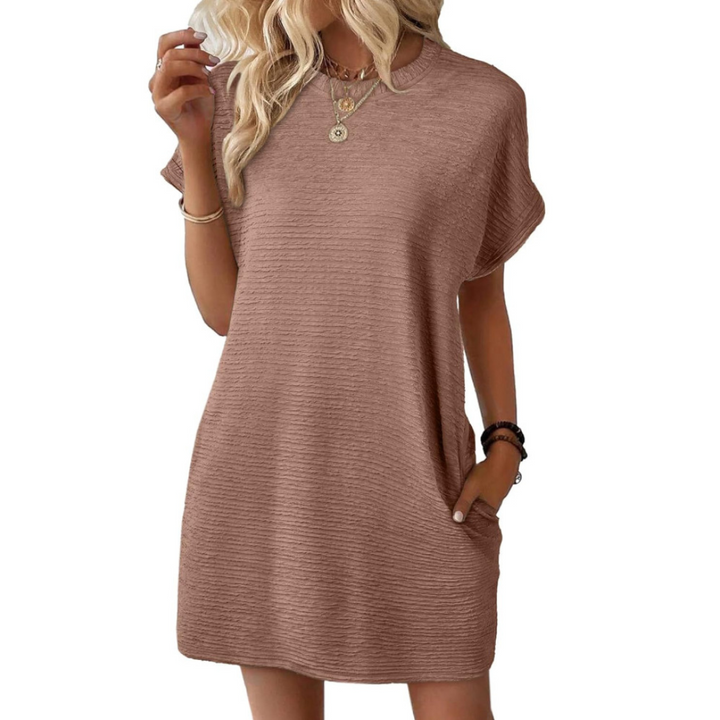 Evasha | Lässig  Minimalistisch Rundhalsausschnitt Sommerkleid