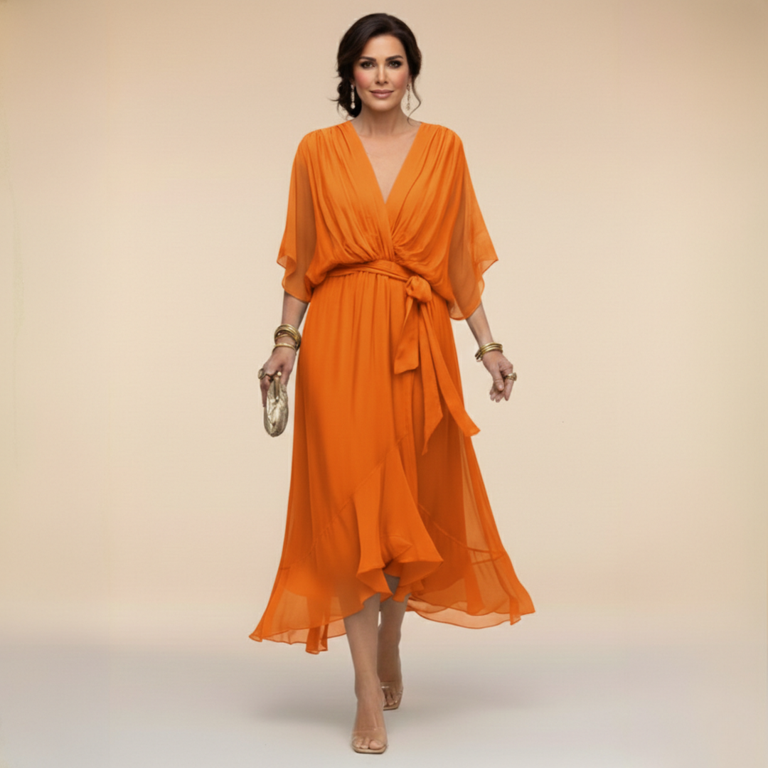 Marta | Chiffonkleid Mit V-Ausschnitt