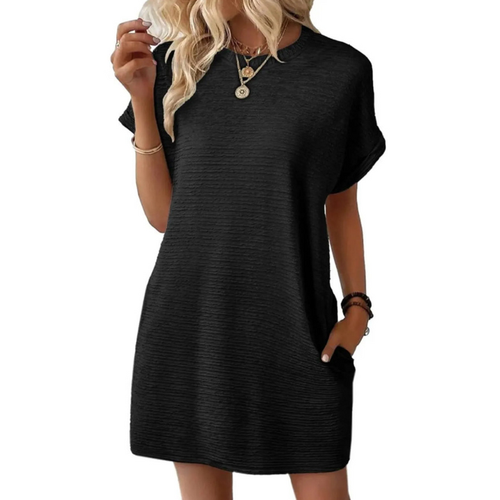 Evasha | Lässig  Minimalistisch Rundhalsausschnitt Sommerkleid