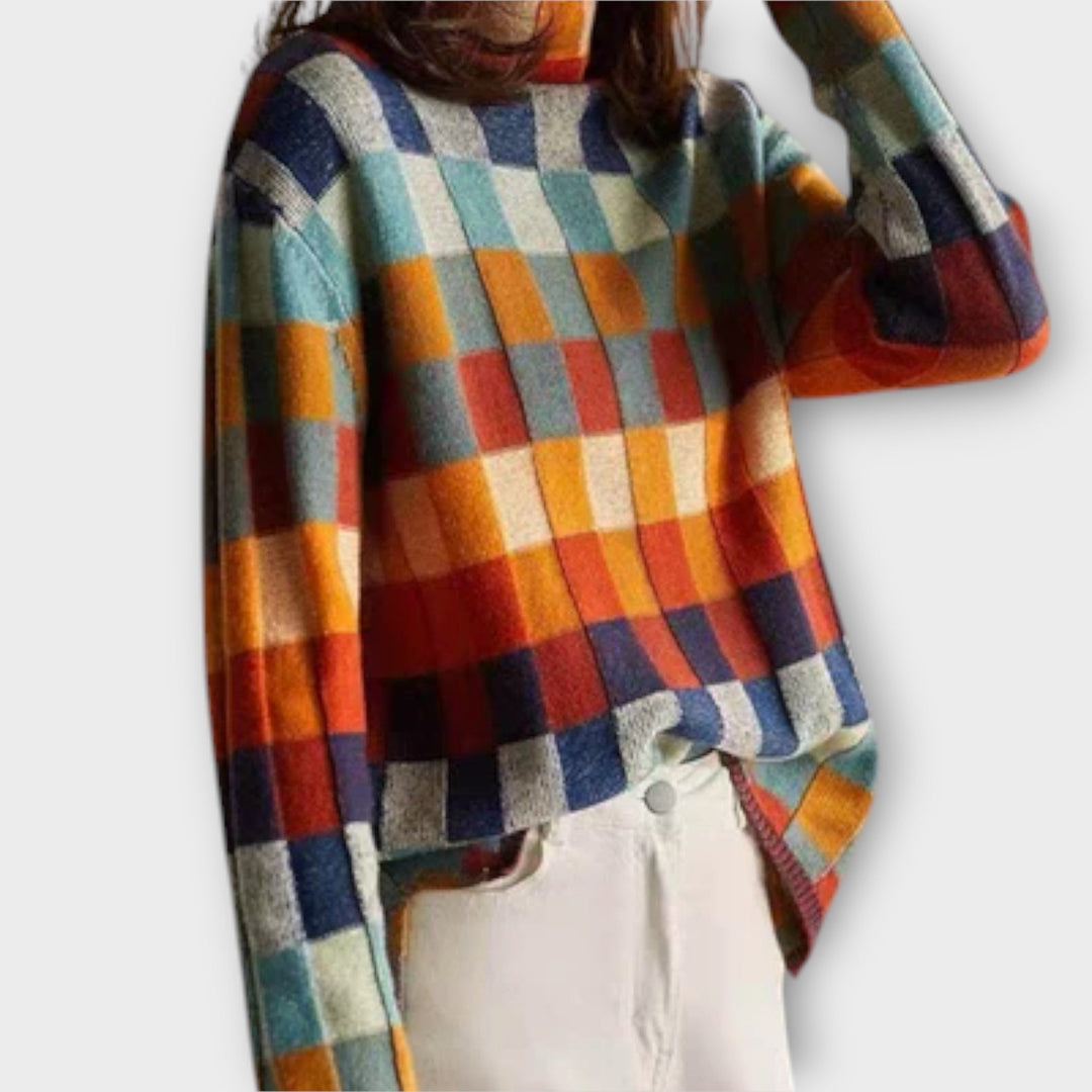 Erika | Patchwork Rollkragenpullover
