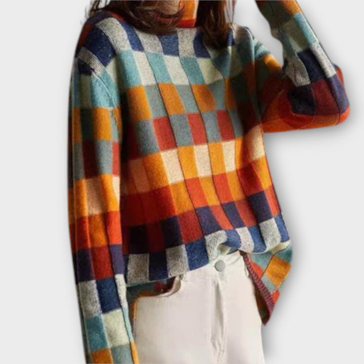 Erika | Patchwork Rollkragenpullover