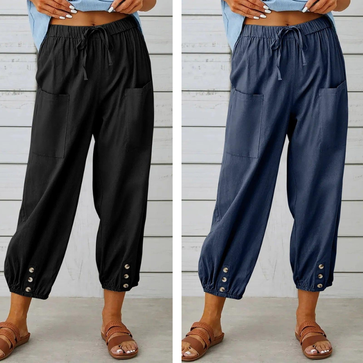 Lidia | Weite Damenhose aus Baumwolle und Leinen