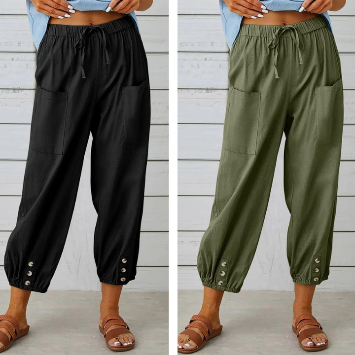 Lidia | Weite Damenhose aus Baumwolle und Leinen
