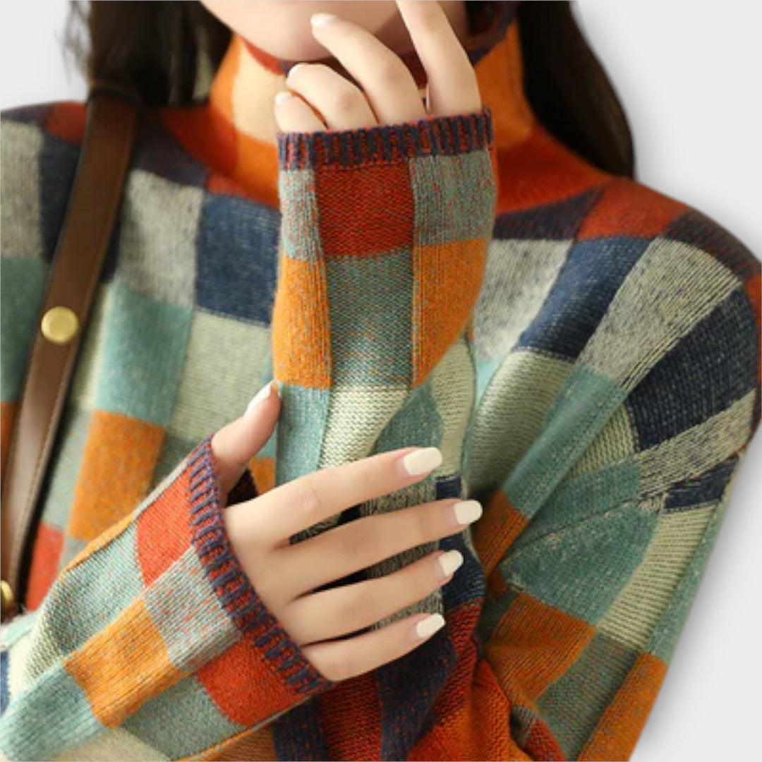 Erika | Patchwork Rollkragenpullover