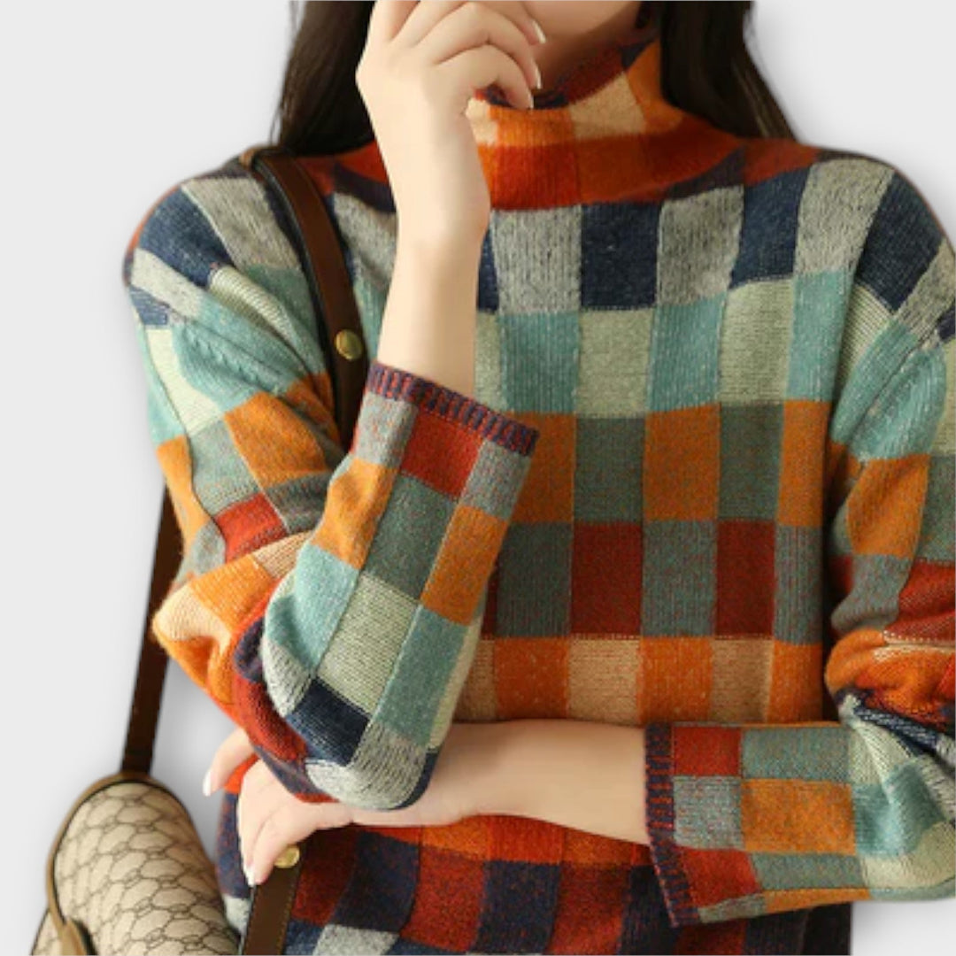 Erika | Patchwork Rollkragenpullover